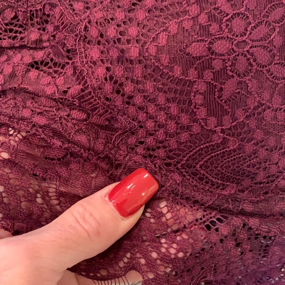 Pink Victoria Secret maroon purple lacy bralette under wire bra razor back DD - Picture 5 of 7